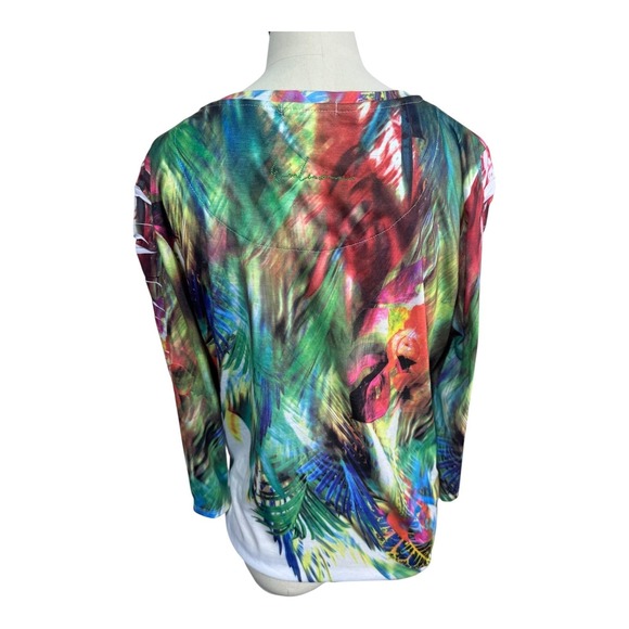 Erin London Multicolor Abstract Tropical Floral Print Long Sleeve Top Size M - Picture 4 of 7